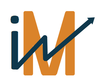 Invest Mazatlan Logo Orange M with lower case i to the left and a graph line going up and to the right