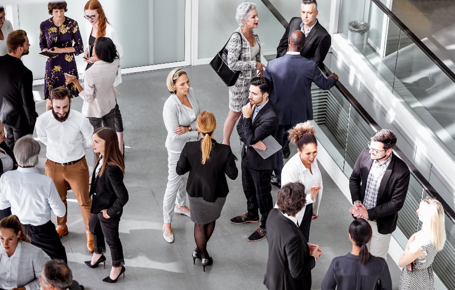 people networking at conference